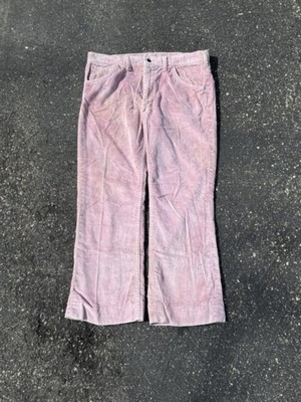 Vintage 1970s Lee Leens Corduroy Pants Pink USA Talon 42 Zip W34 L26